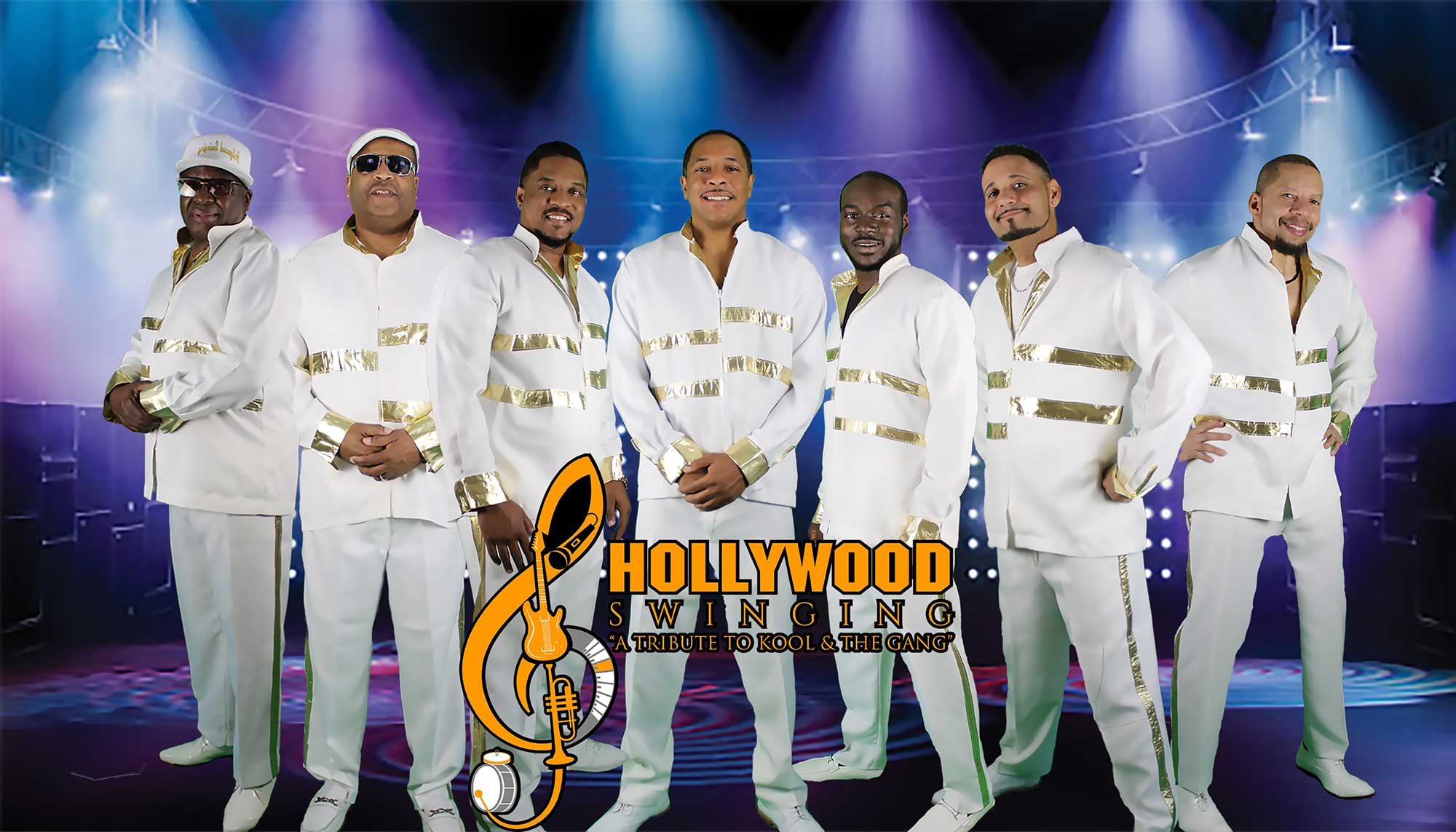 Members of Hollywood Swinging, a tribute band to Kool & the Gang.