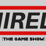 Hired! The Game Show logo in black lettering with a red rectangle around it.