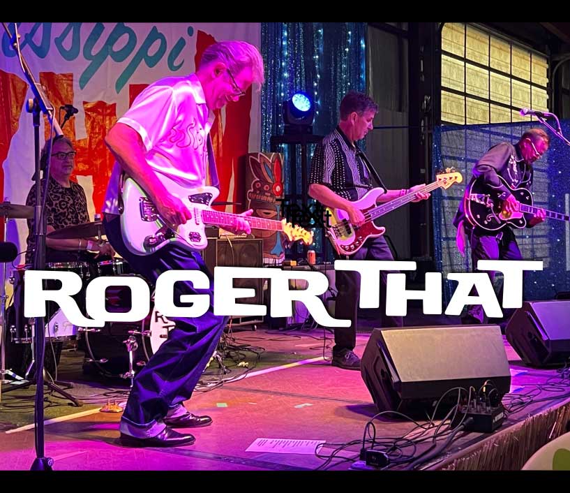 Title slide for the band Roger That.